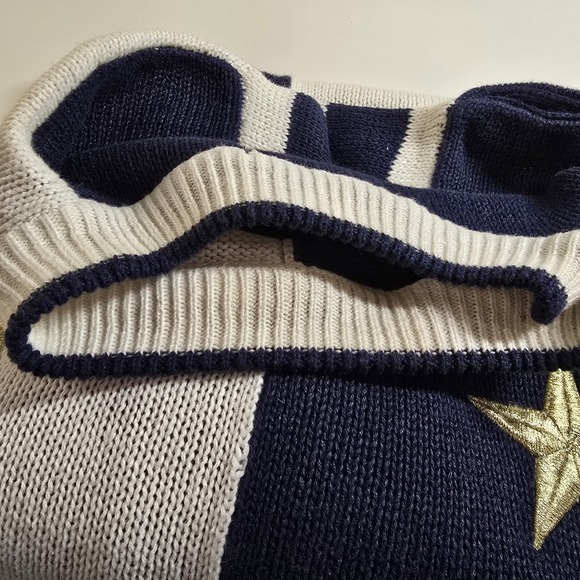 Maurada Nautical Star‎ Sweater Women's Size L Navy White Striped Sleeve Gold... - Picture 11 of 12